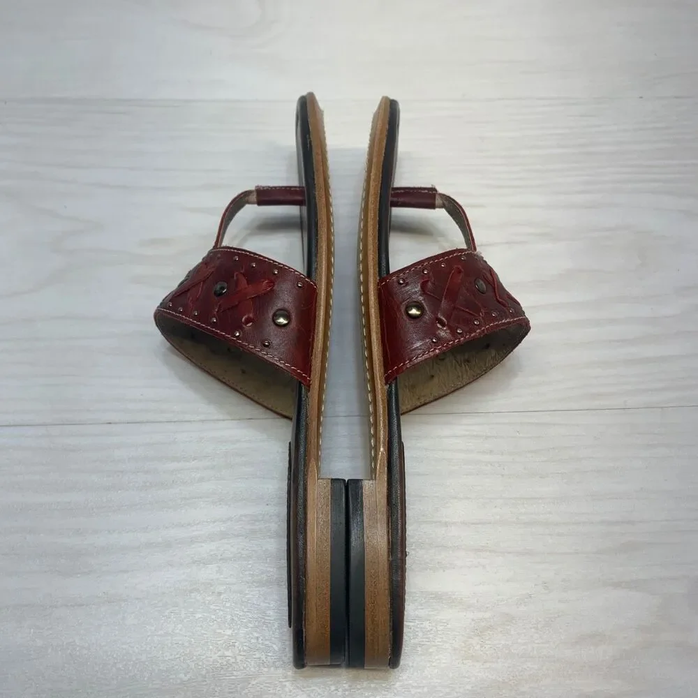 Factory Freebird Leather Sandals SHAY Red Womens Size‎ 12 Rare NEW With Box